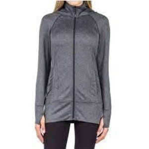 Mondetta Houndstooth Full Zip Front Lightweight Thumb Holes Mid Length Hoodie